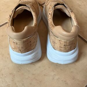 Donald Pliner Cork and Tan Sneakers with White Soles